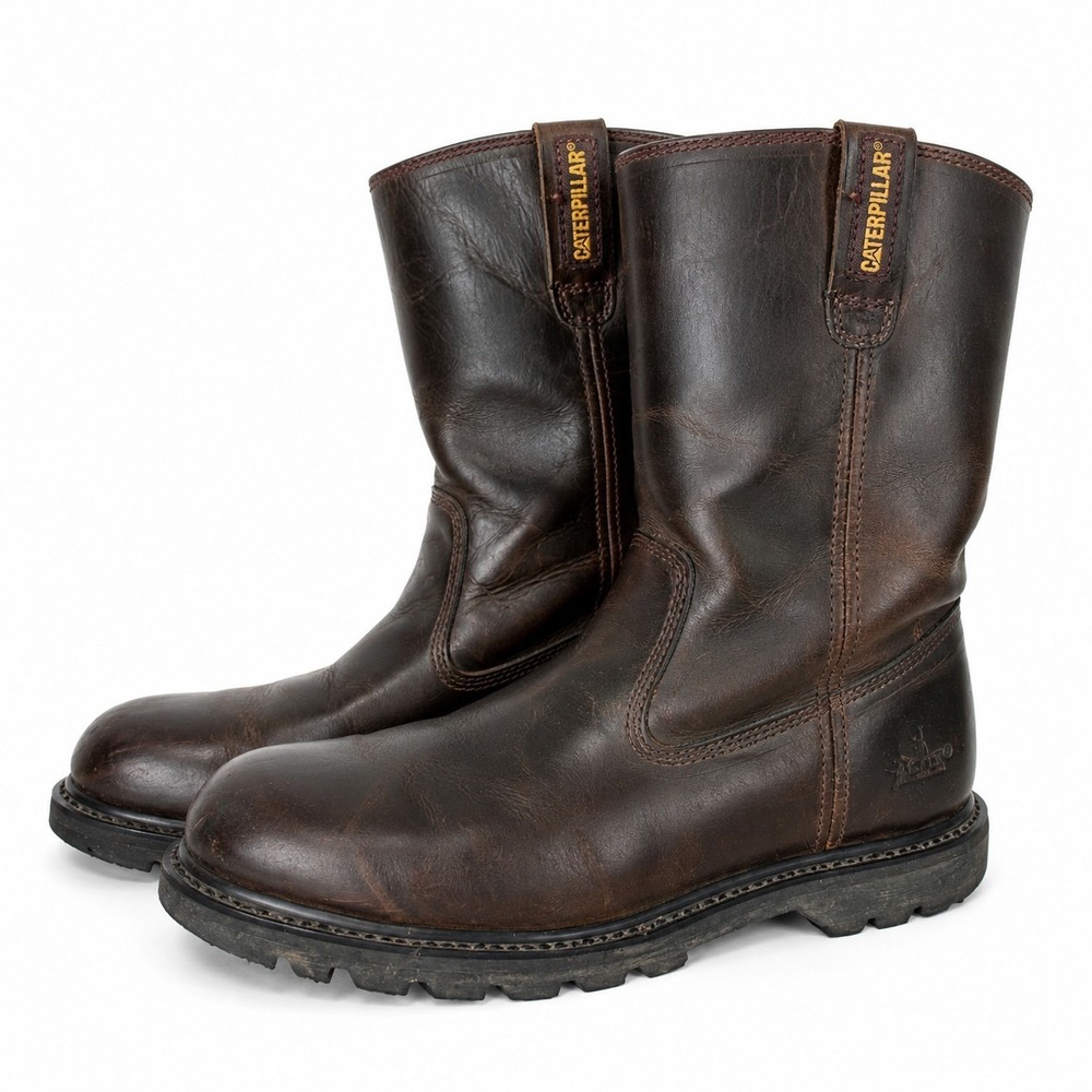 CAT Caterpillar Revolver P72191 Mens 11.5 Wide Brown Leather Pull On Work Boots